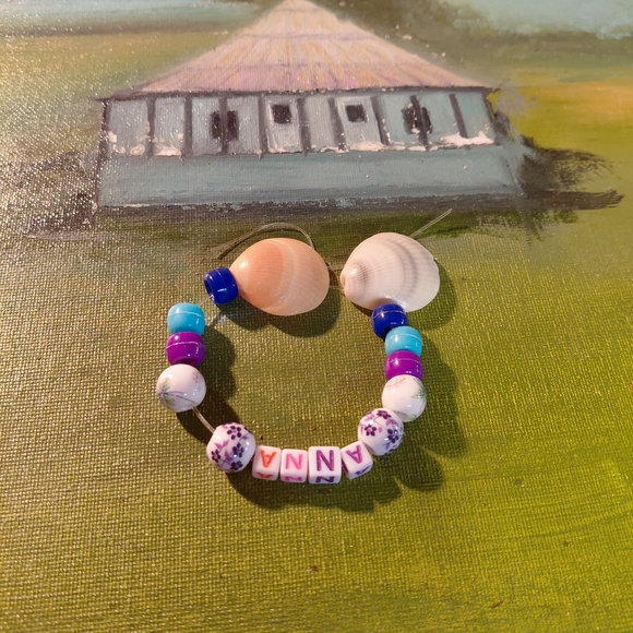 Handmade Other - Shell & Bead Kids Bracelet with Name Beads